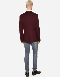 Double-breasted wool and cashmere jacket with DG patch