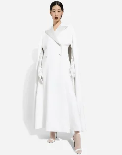 Double-breasted wool cape