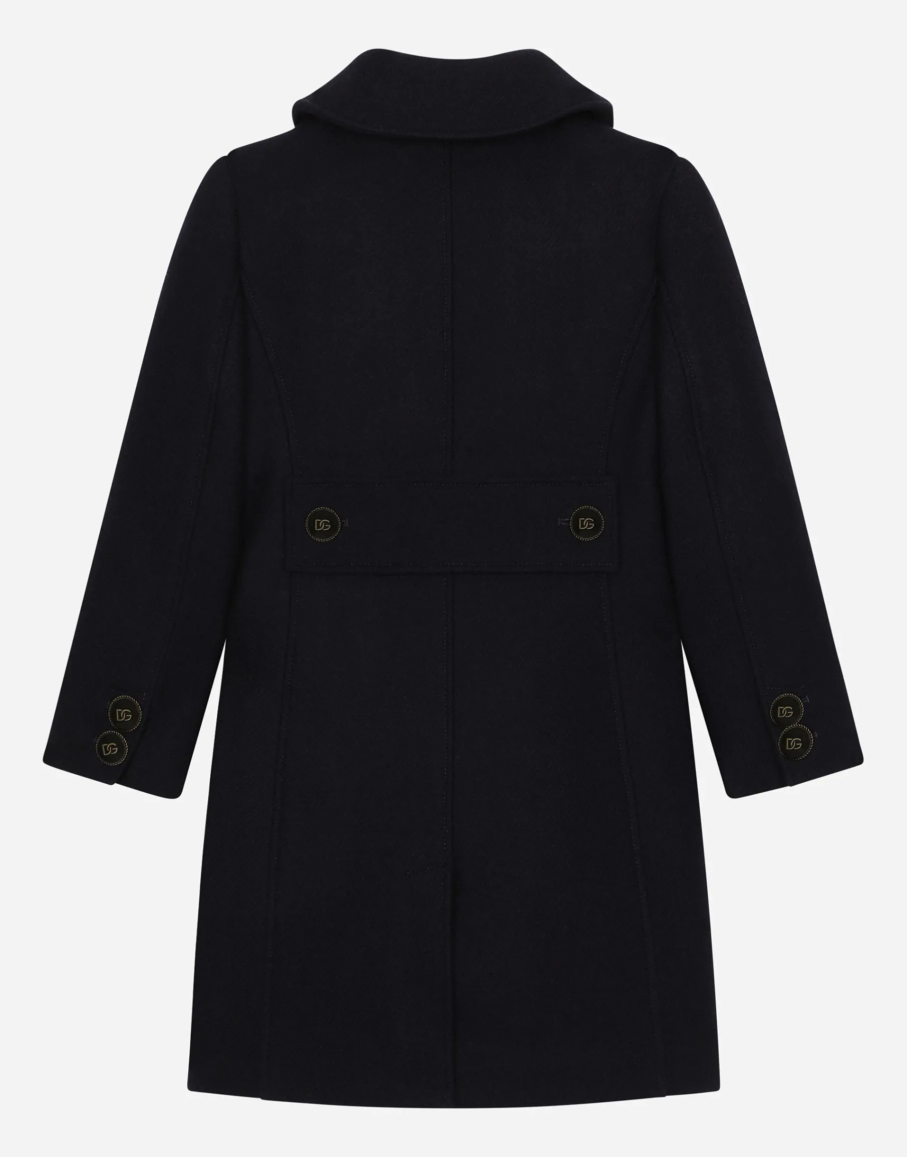 Double-breasted wool coat with branded buttons