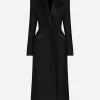 Double-breasted wool gabardine tuxedo coat with padded hips