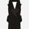Double-breasted wool gabardine waistcoat