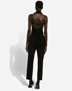 Double-breasted wool gabardine waistcoat