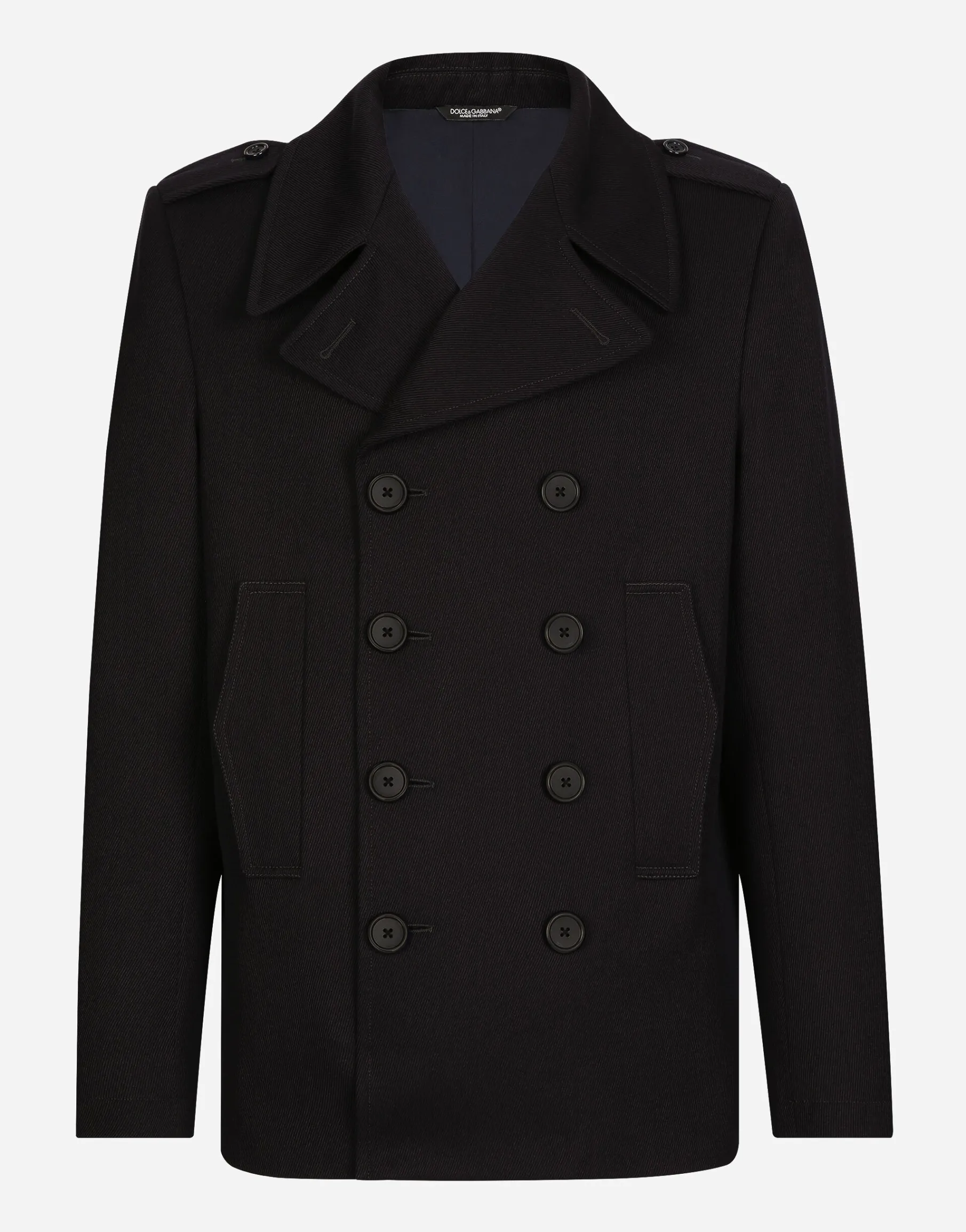 Double-breasted wool pea coat with tag
