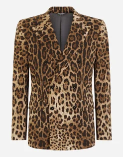 Double-breasted wool Sicilia-fit suit with leopard print