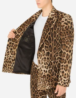 Double-breasted wool Sicilia-fit suit with leopard print