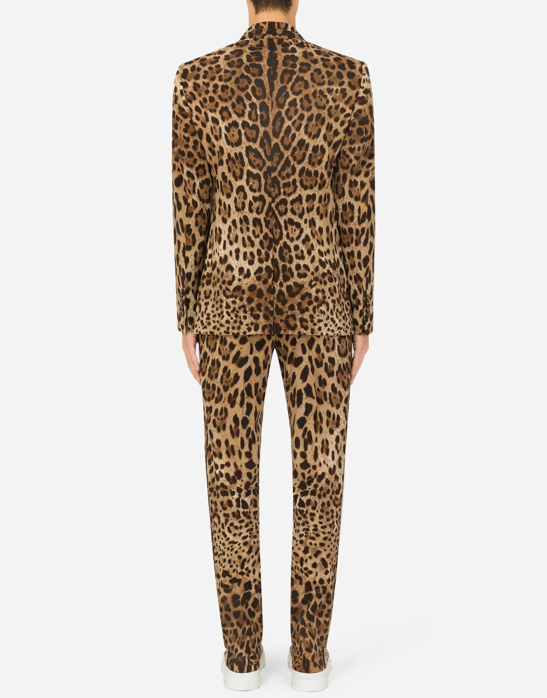 Double-breasted wool Sicilia-fit suit with leopard print