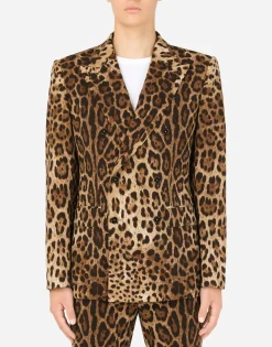 Double-breasted wool Sicilia-fit suit with leopard print