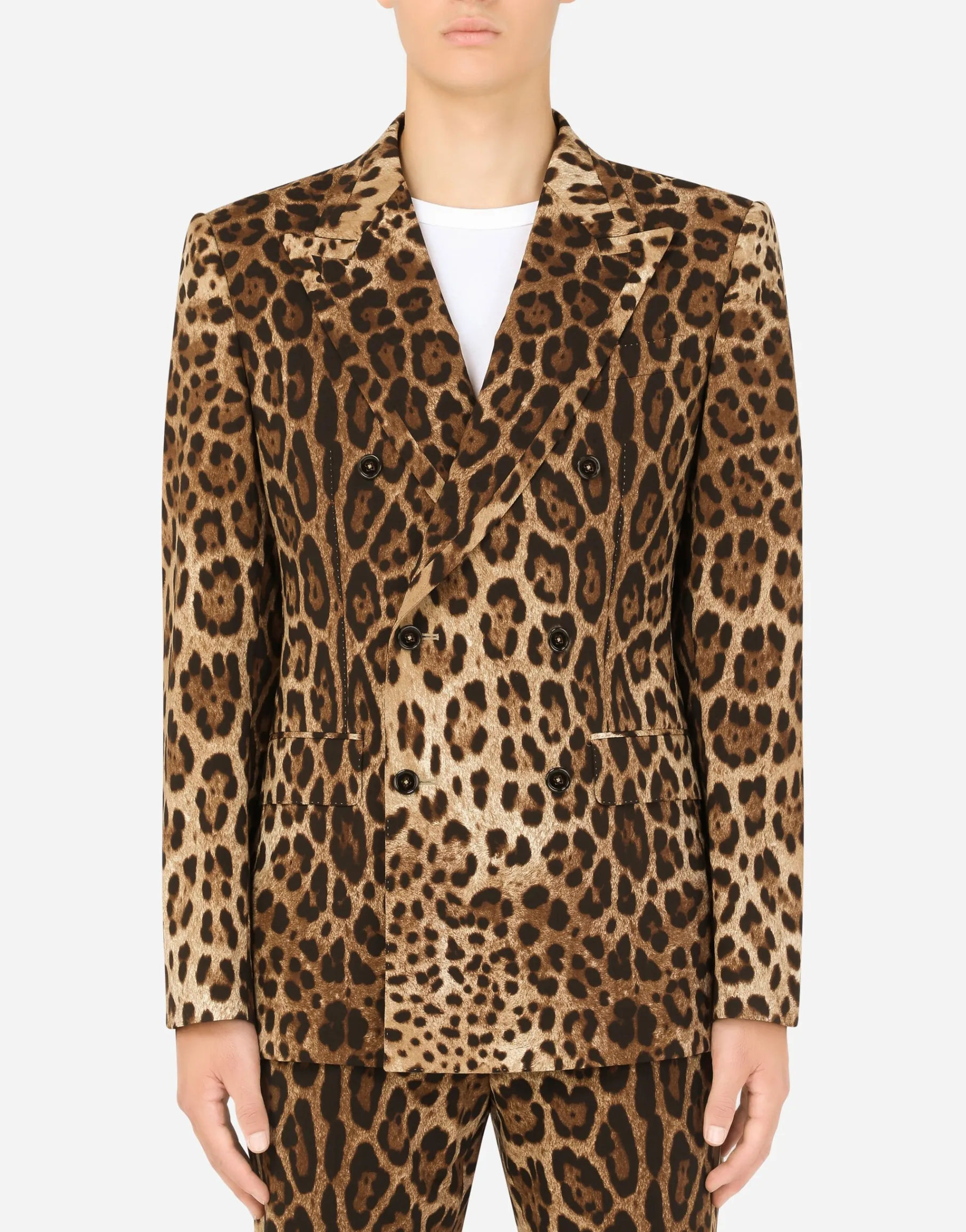 Double-breasted wool Sicilia-fit suit with leopard print