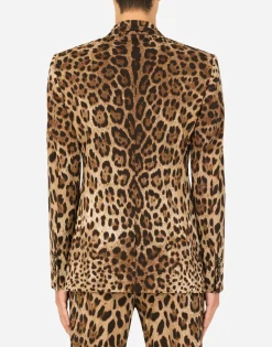 Double-breasted wool Sicilia-fit suit with leopard print