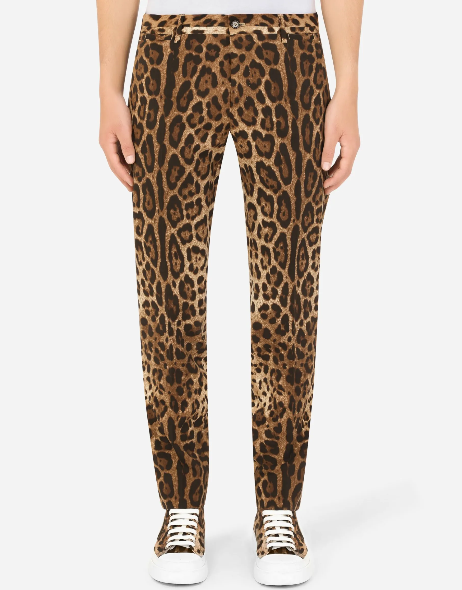 Double-breasted wool Sicilia-fit suit with leopard print