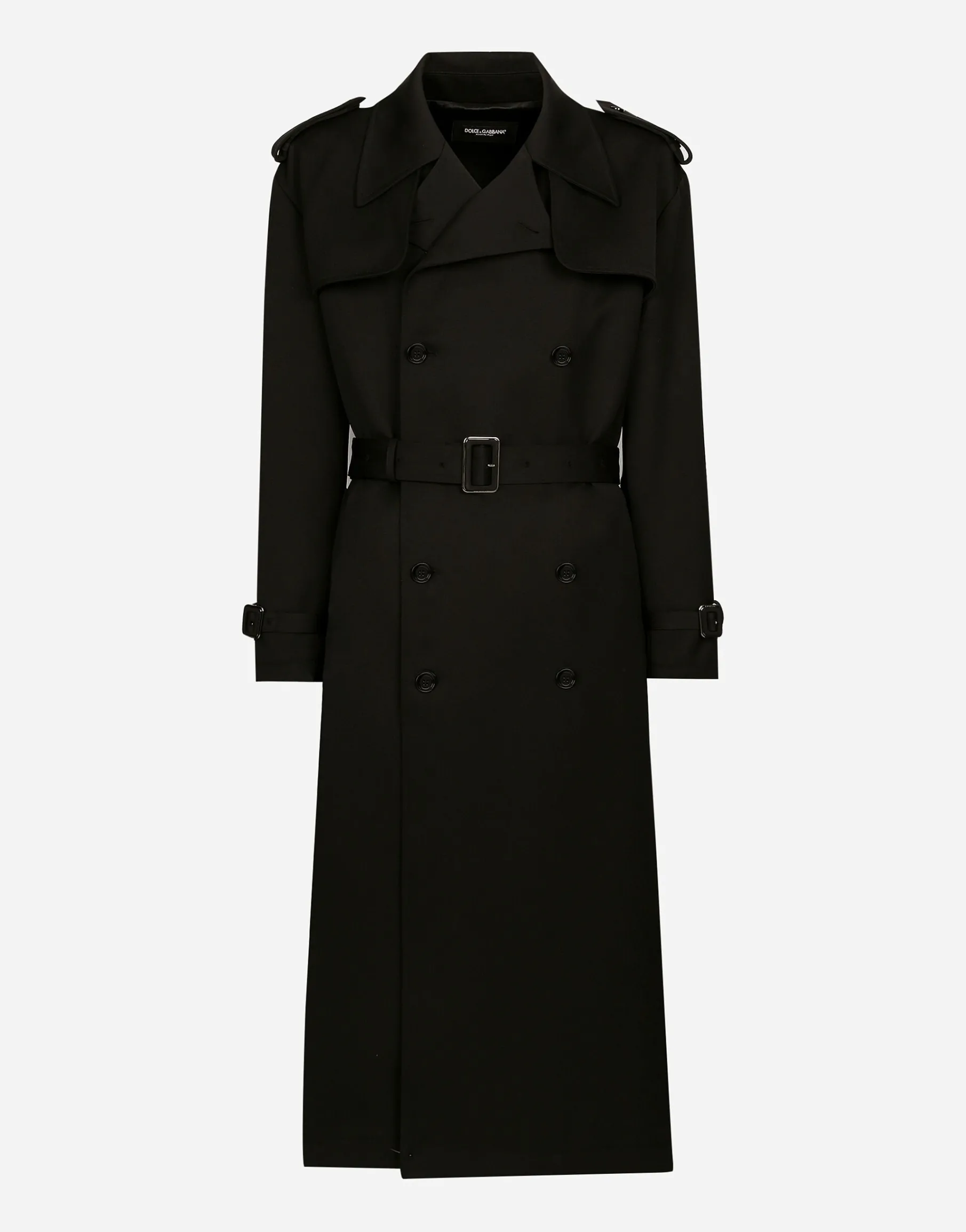 Double-breasted wool trench coat