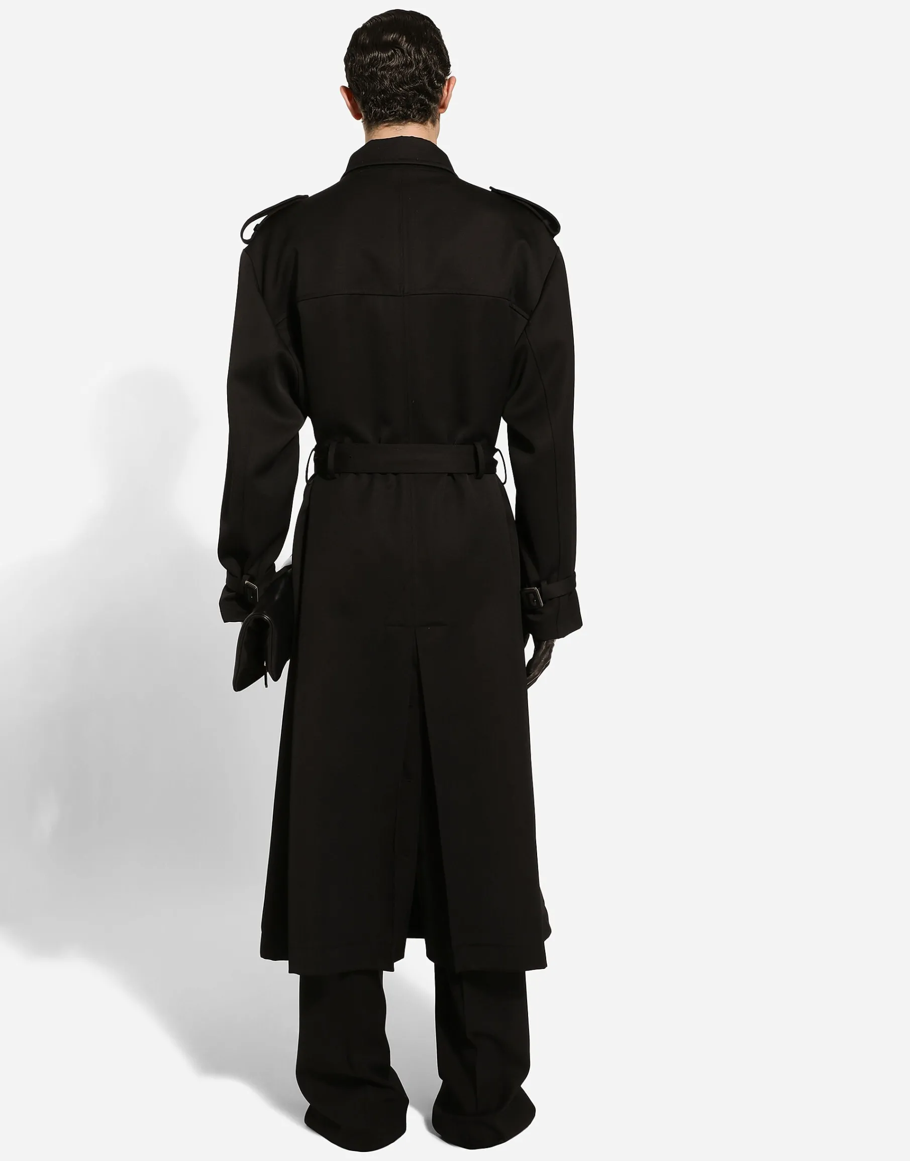 Double-breasted wool trench coat