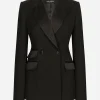 Double-breasted woolen jacket with side vents