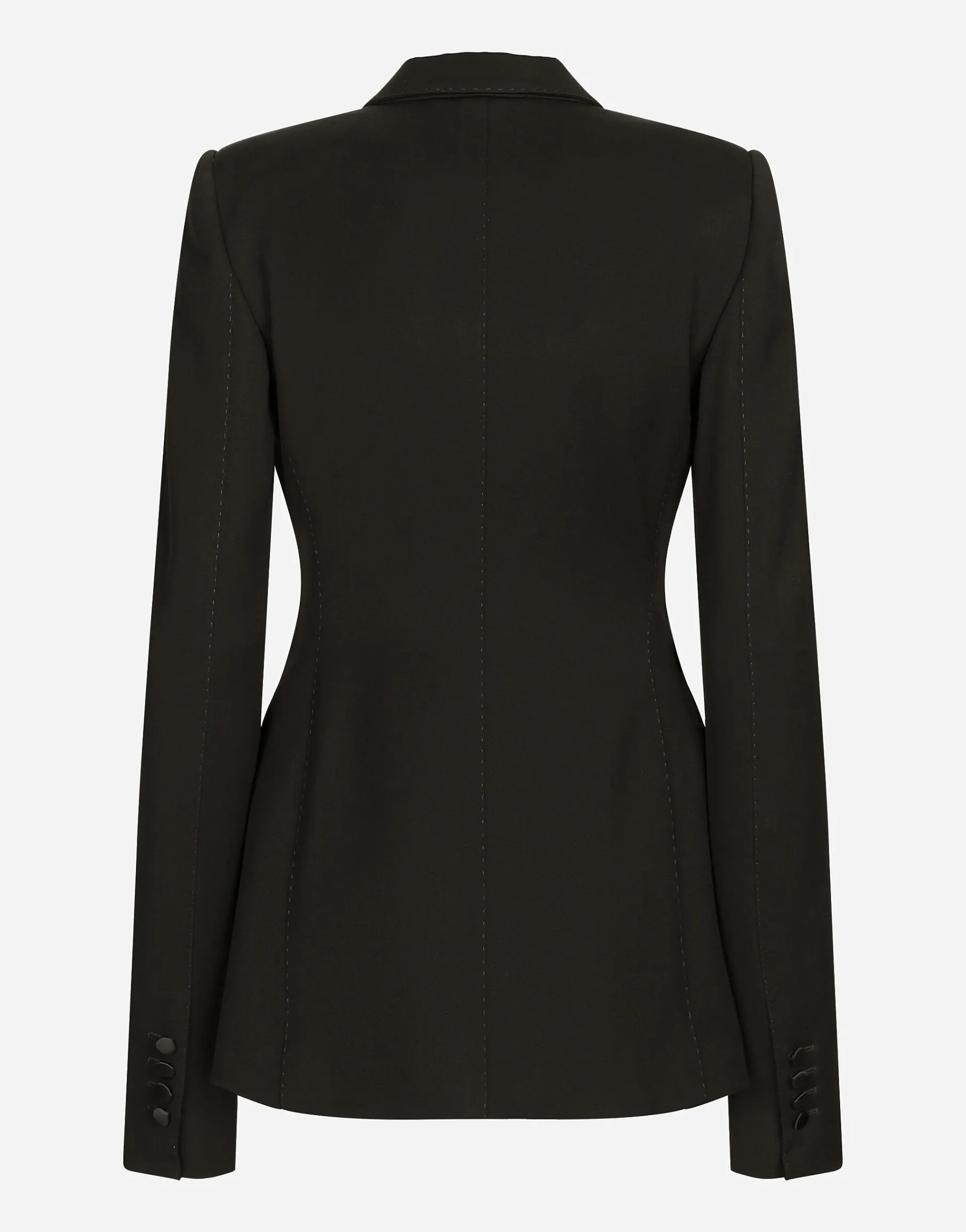 Double-breasted woolen jacket with side vents