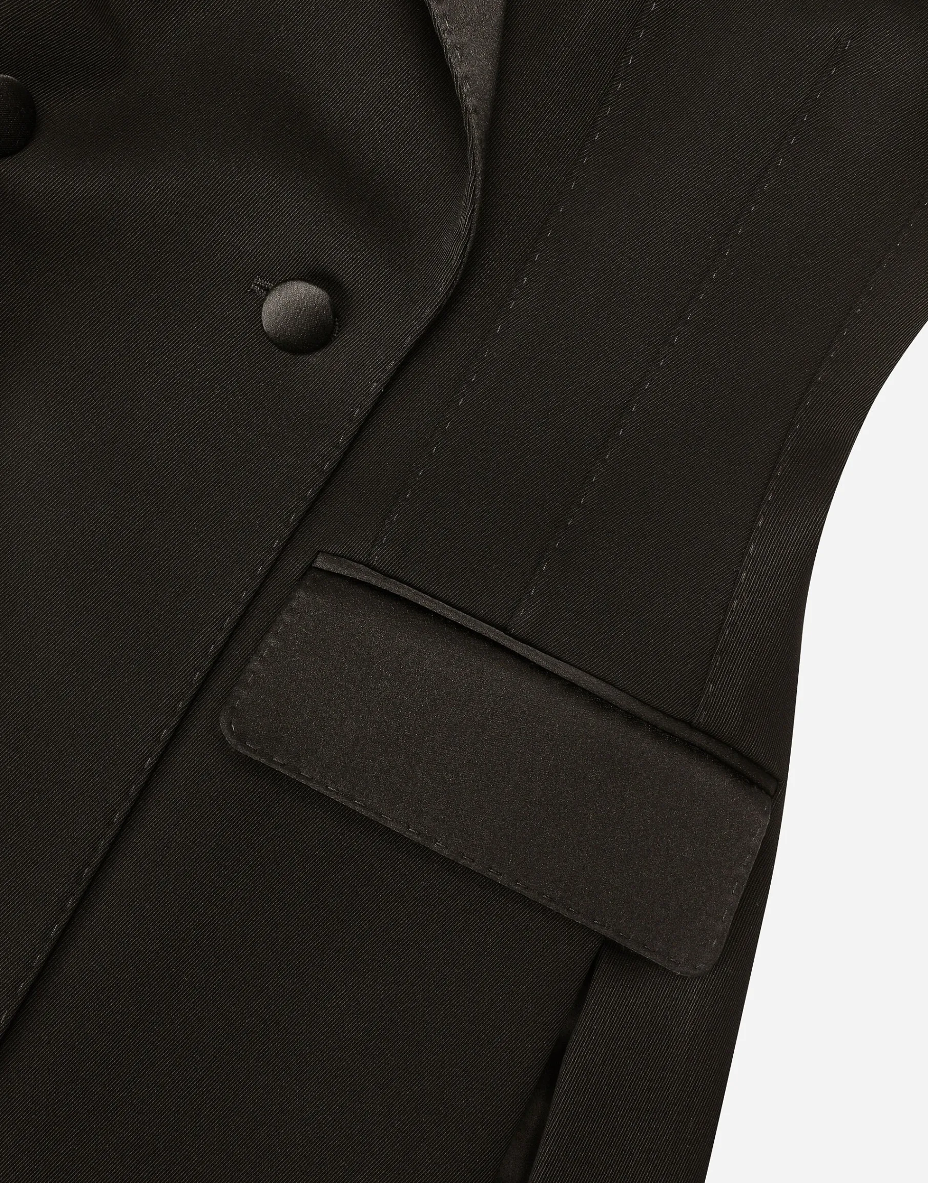 Double-breasted woolen jacket with side vents