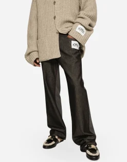 Double-face denim and flannel pants