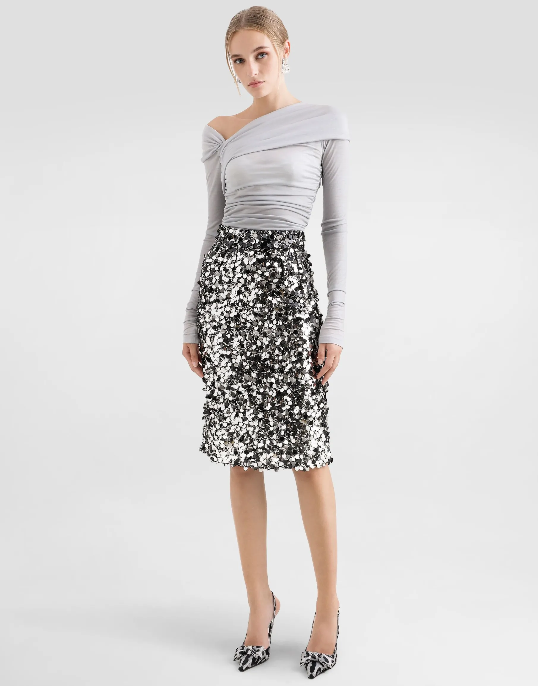 Draped top with asymmetric neckline