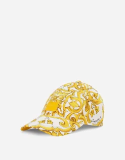 Drill baseball cap with majolica print
