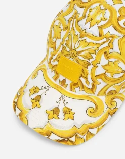 Drill baseball cap with majolica print