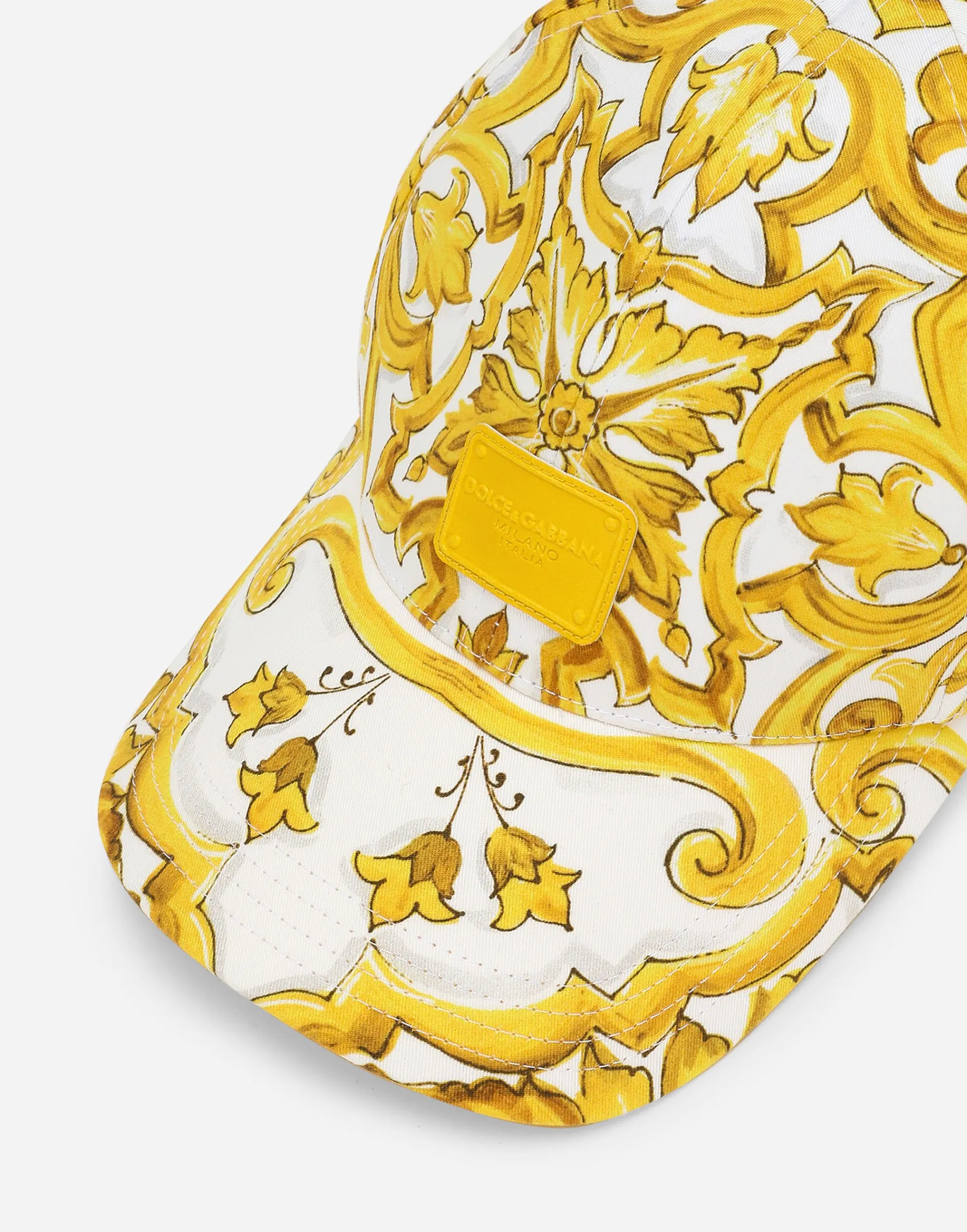 Drill baseball cap with majolica print