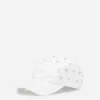 Drill baseball cap with rhinestone embellishment