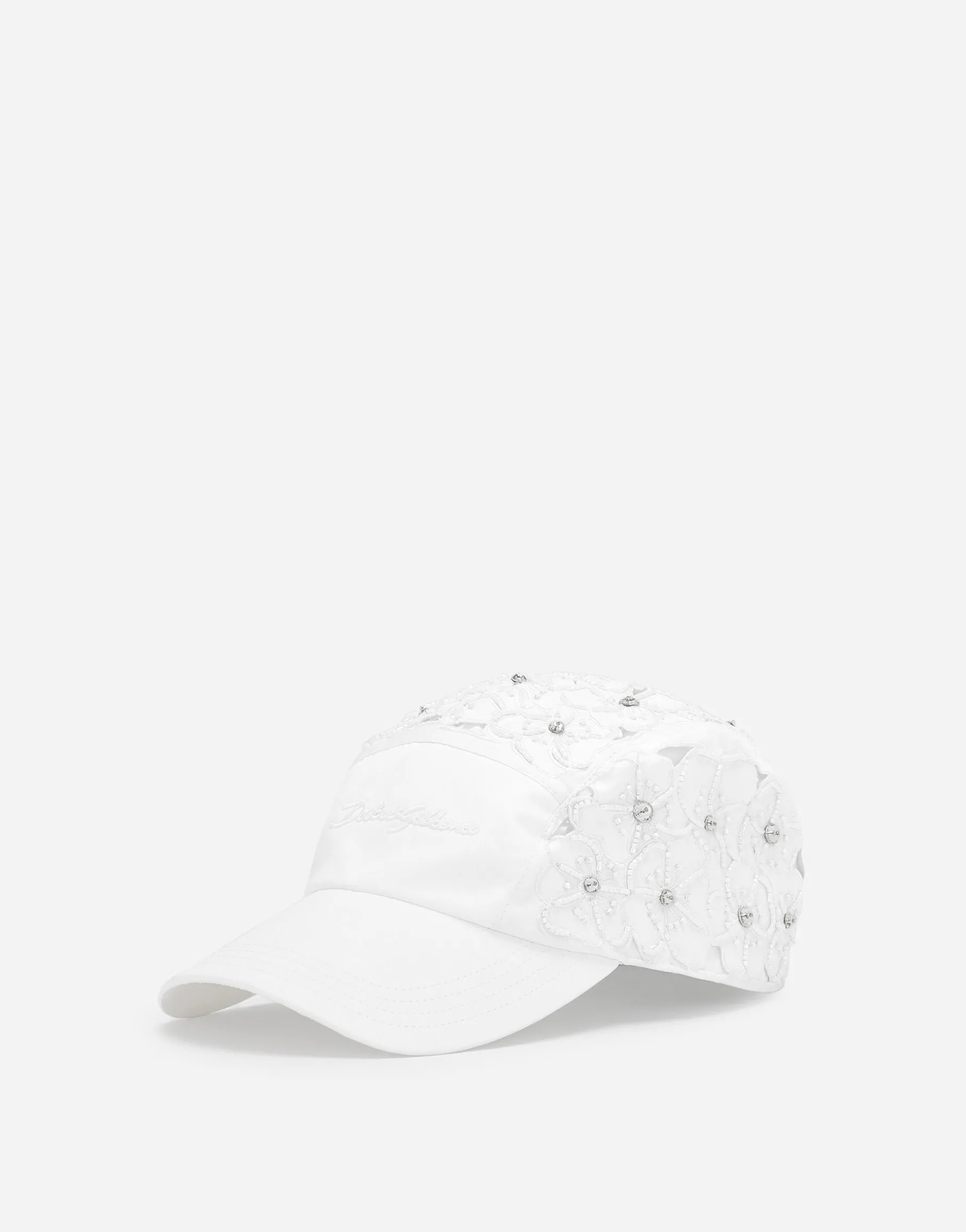 Drill baseball cap with rhinestone embellishment