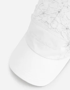Drill baseball cap with rhinestone embellishment