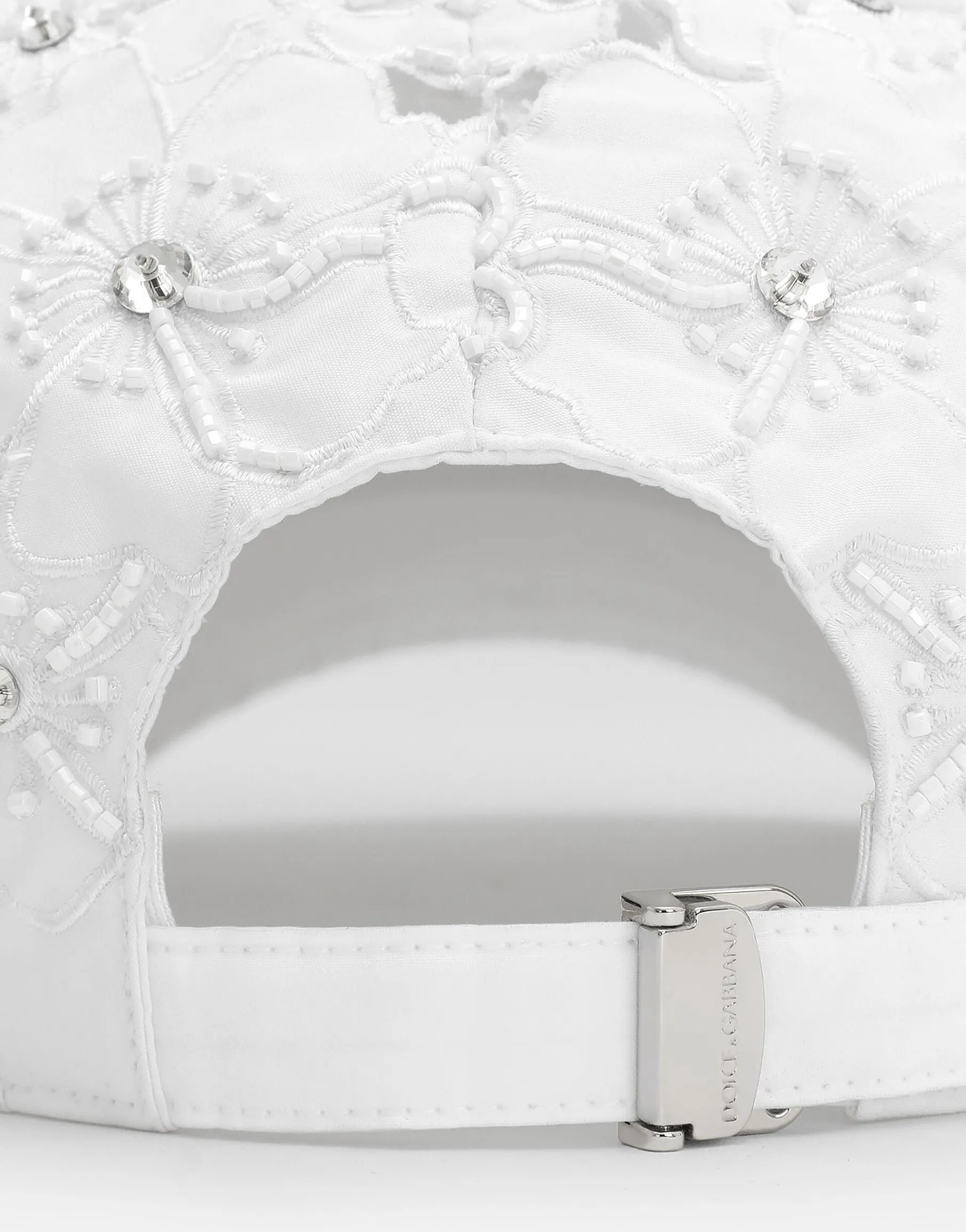 Drill baseball cap with rhinestone embellishment