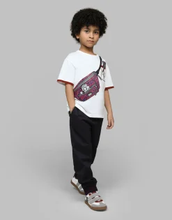 Drill jogging pants with branded tag