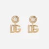 Drop earrings with cabochon details and DG logo