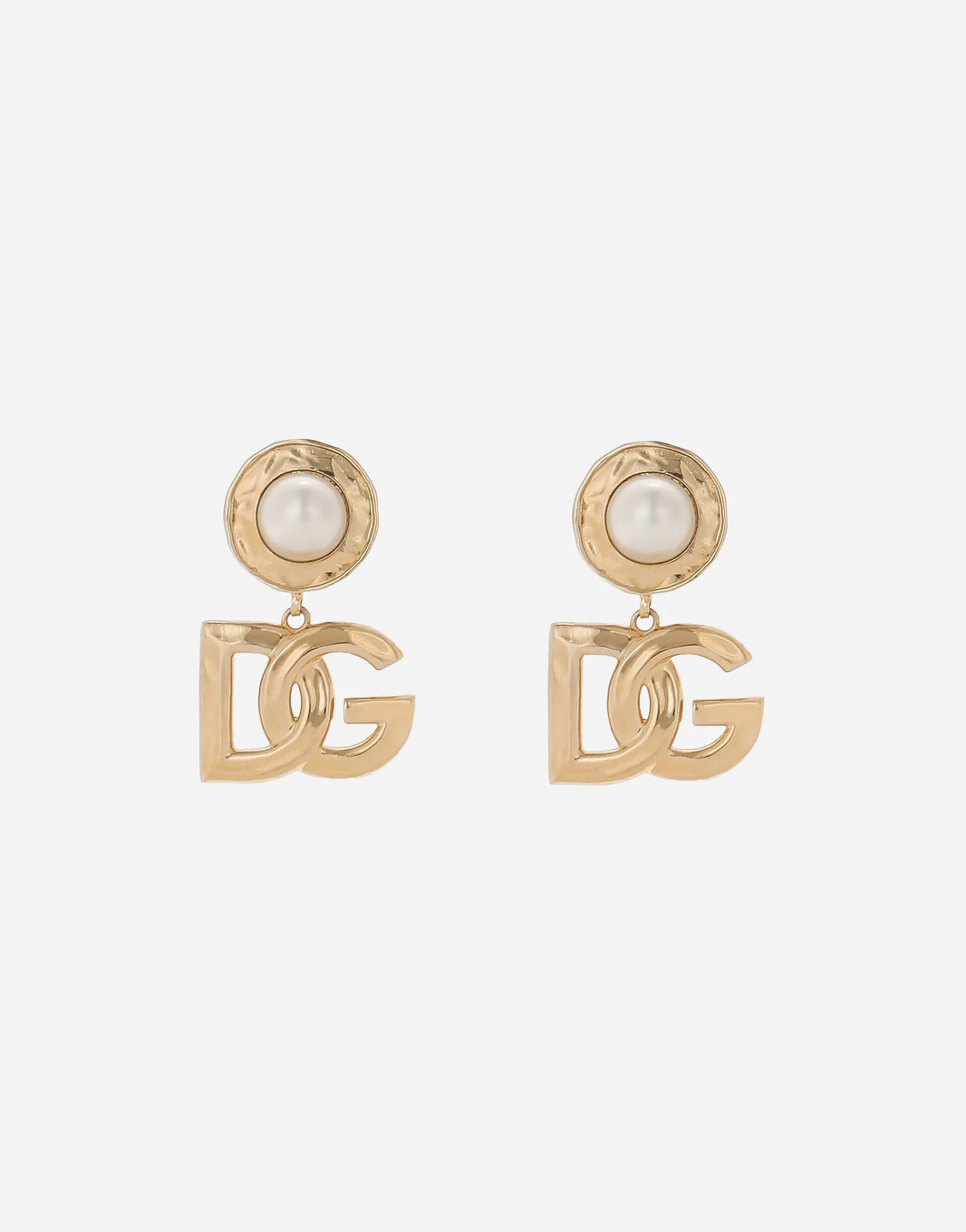 Drop earrings with cabochon details and DG logo