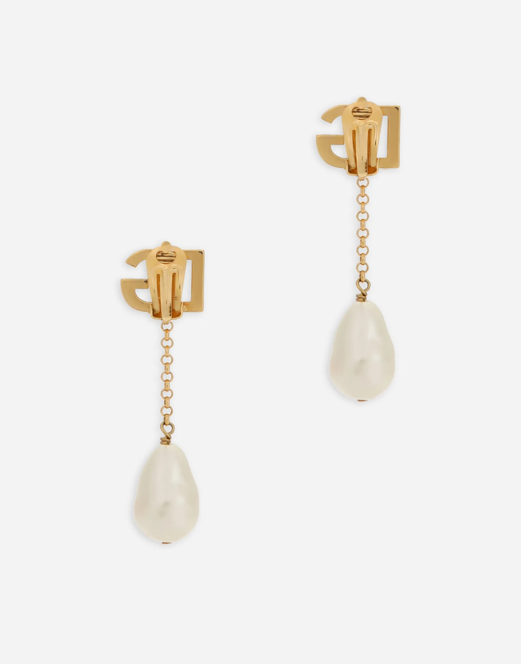Drop earrings with pearls and DG logo
