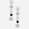 Drop earrings with rhinestones and DG logo