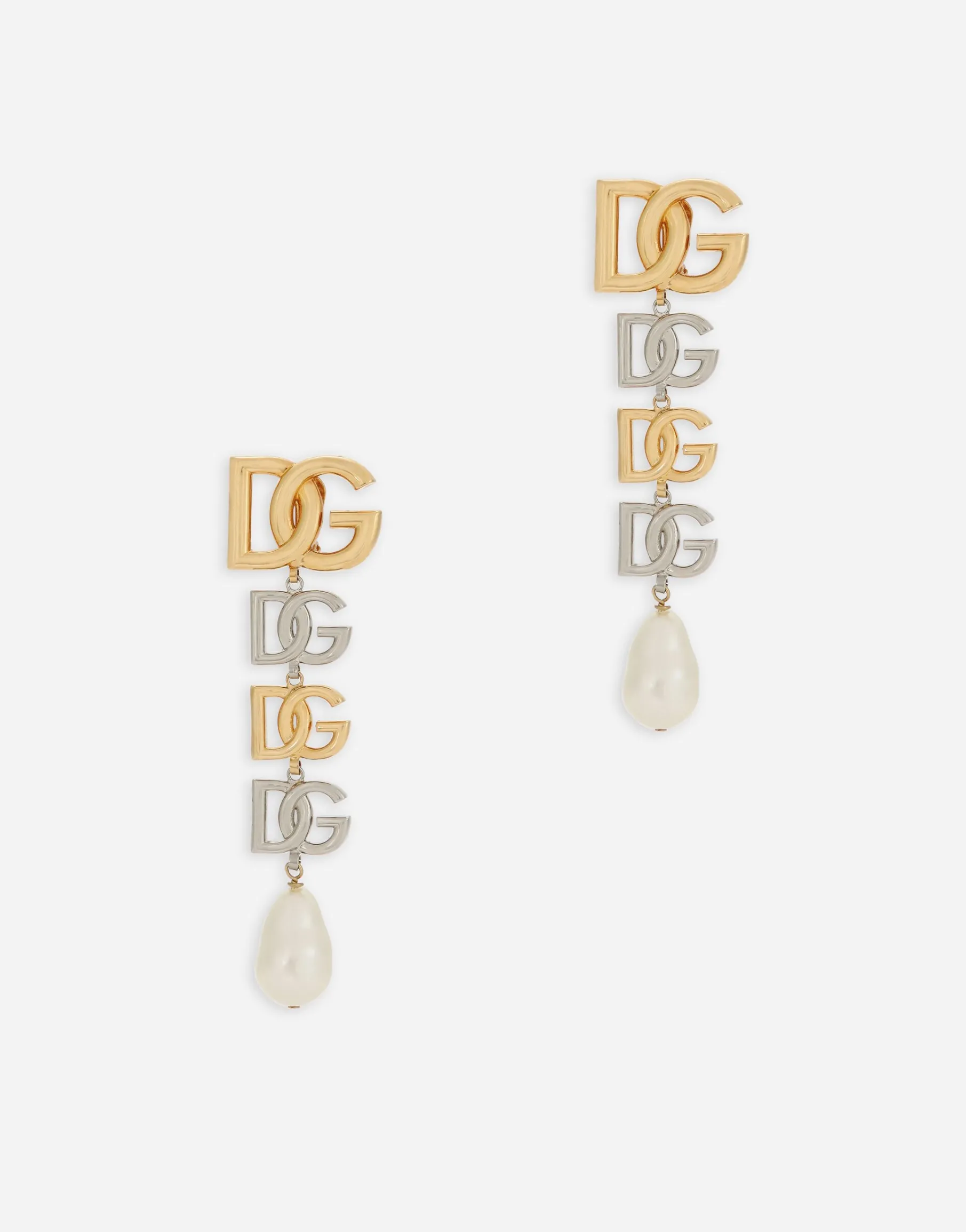 Drop earrings with two-tone DG multi-logo