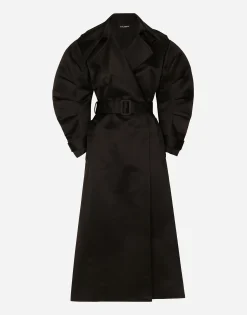 Duchesse trench coat with gathered sleeves