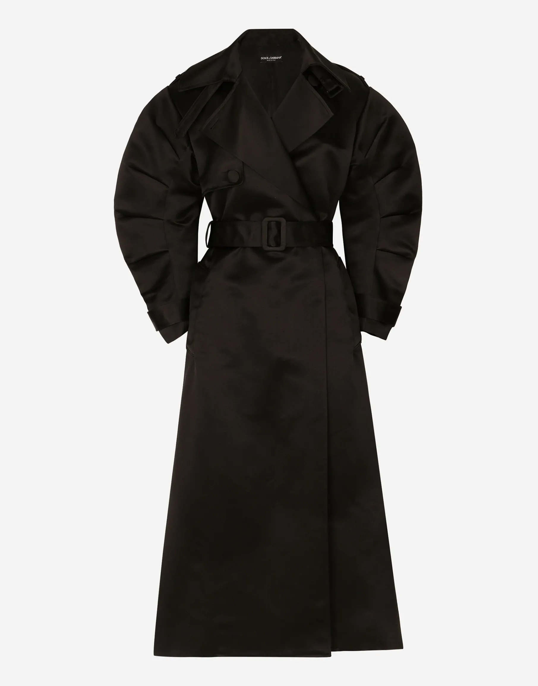 Duchesse trench coat with gathered sleeves