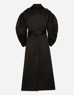Duchesse trench coat with gathered sleeves