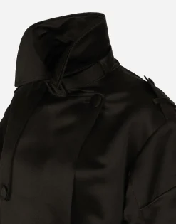 Duchesse trench coat with gathered sleeves