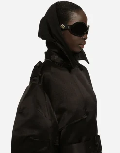 Duchesse trench coat with gathered sleeves