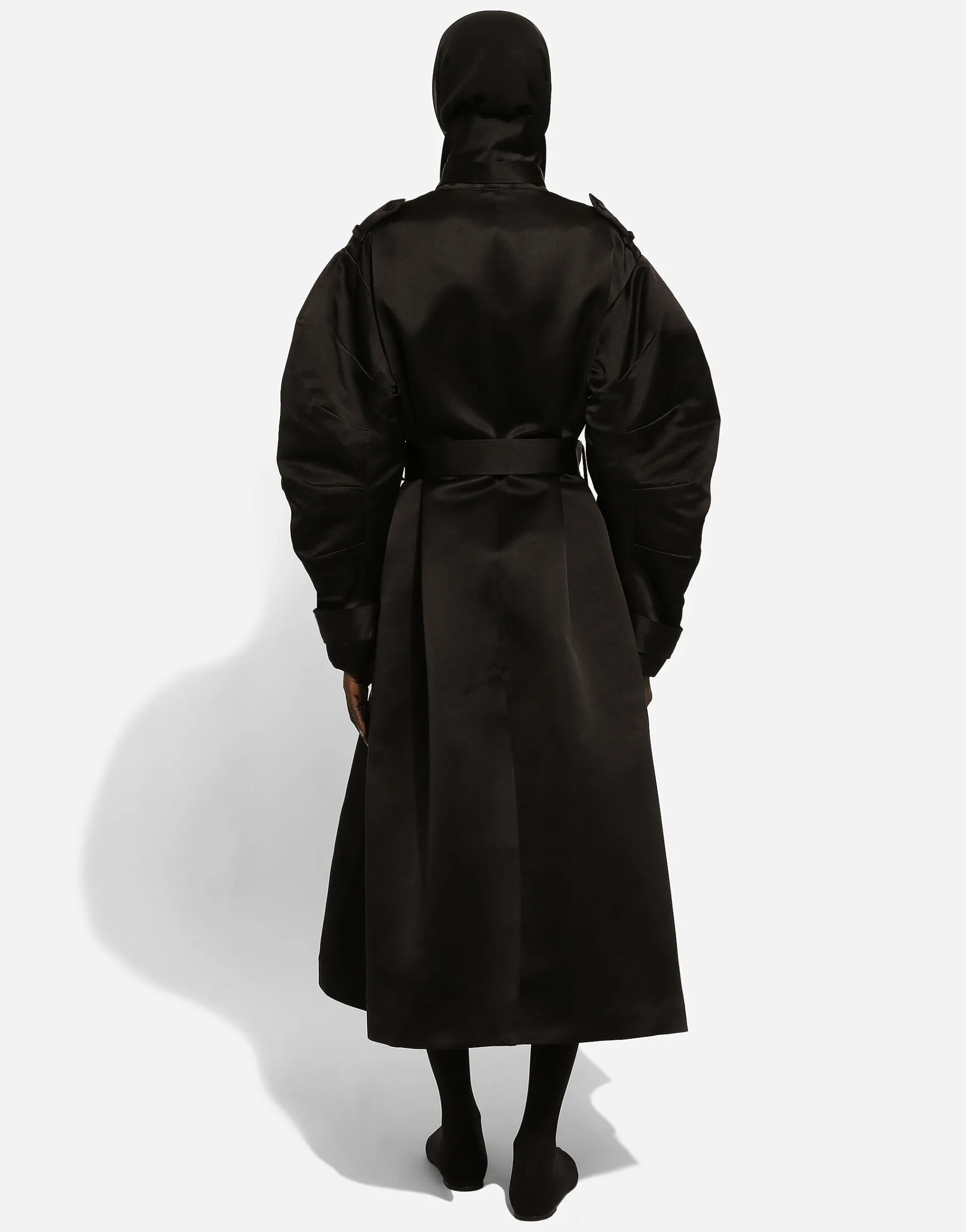Duchesse trench coat with gathered sleeves