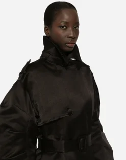 Duchesse trench coat with gathered sleeves