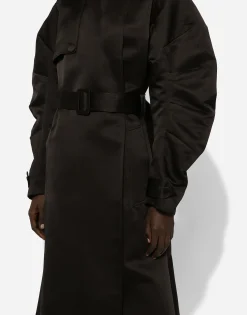 Duchesse trench coat with gathered sleeves