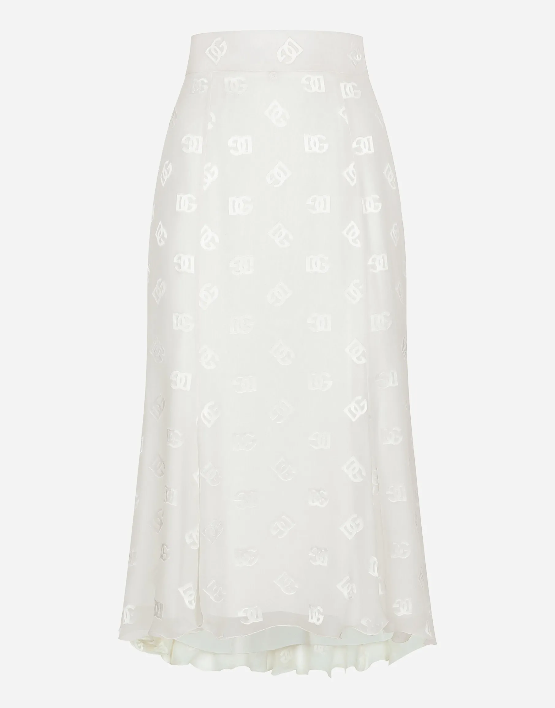 Dévoré satin godet skirt with DG logo