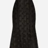 Dévoré satin godet skirt with DG logo