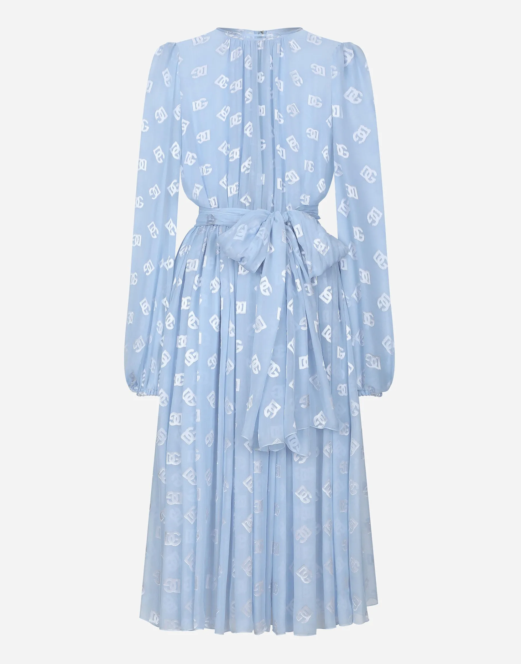 Dévoré silk jacquard calf-length dress with DG logo