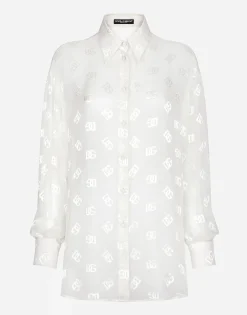 Dévoré silk shirt with DG logo