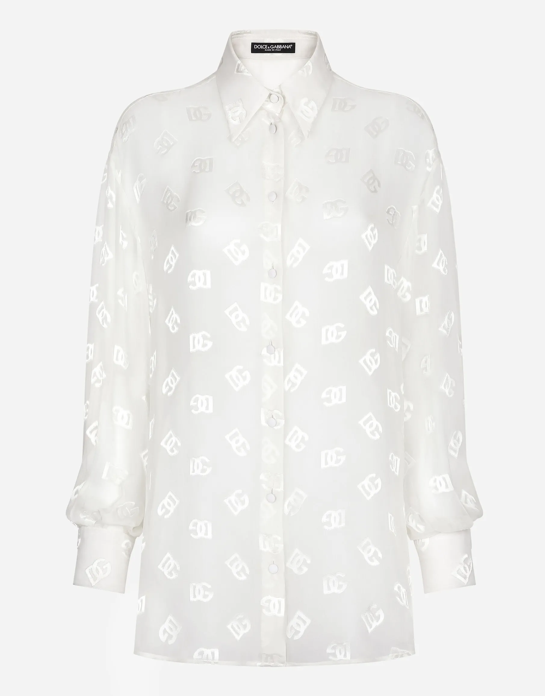 Dévoré silk shirt with DG logo