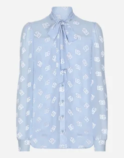 Dévoré silk shirt with DG logo