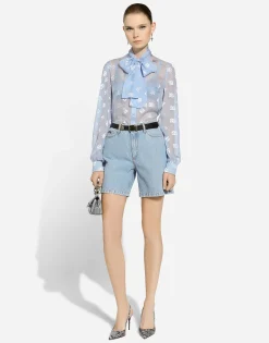 Dévoré silk shirt with DG logo