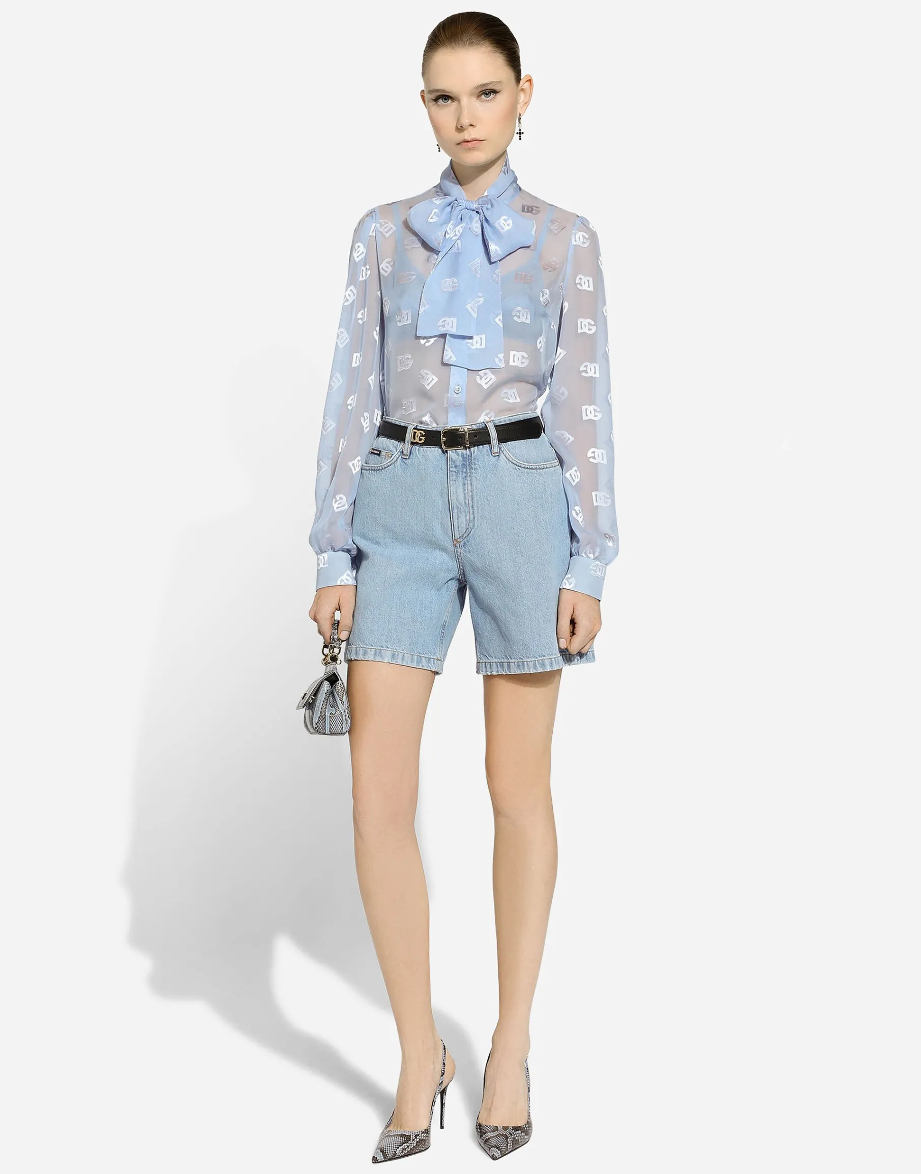 Dévoré silk shirt with DG logo